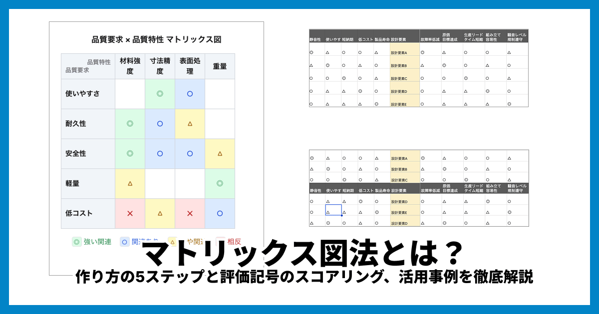 マトリックス図法とは?作り方の5ステップと評価記号のスコアリング、活用事例を徹底解説